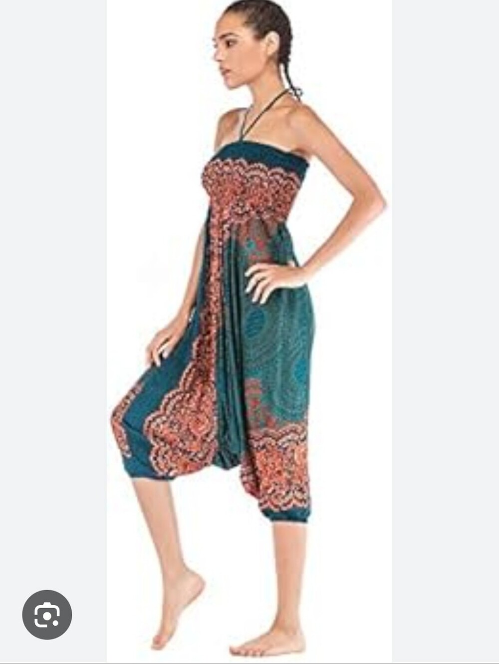 💜2 for $10💜 Bundle and save Smocked Waist Teal & Rust Boho Jumpsuit